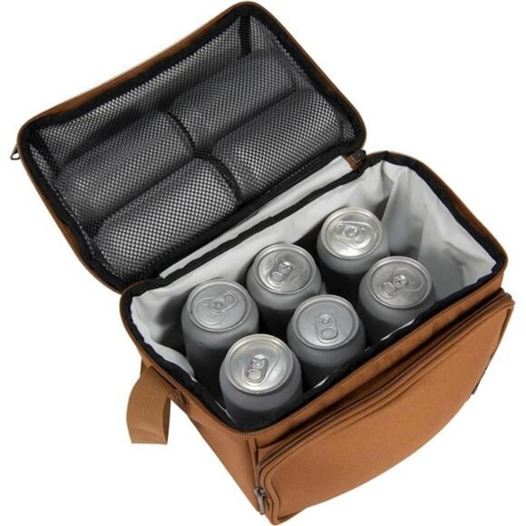 Insulated Soft Cooler Lunch Box for Work Camping Outdoor Durable Brown Bag - Picture 5 of 7